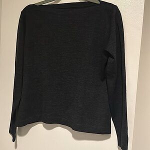 Dark Gray Charcoal Long Sleeve Loose Crop Sweater Womens Size Medium